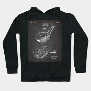 Golfing Driver Patent - Golfer Golf Coach Art - Black Chalkboard Hoodie